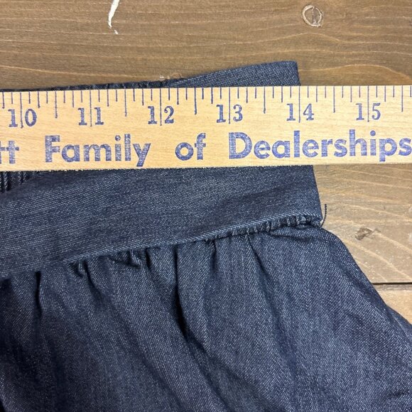 High-Low Denim Blue Maxi Skirt With Elastic Waistband & Tie Belt - Picture 7 of 7